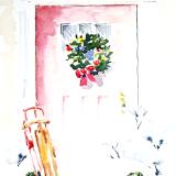 Red Door with Wreath