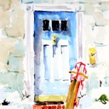 Blue Door with Sled