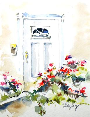 Summer Door with Flowers