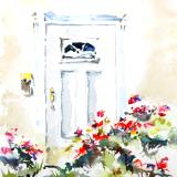 Summer Door with Flowers