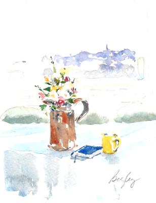 Copper Pitcher and Flowers