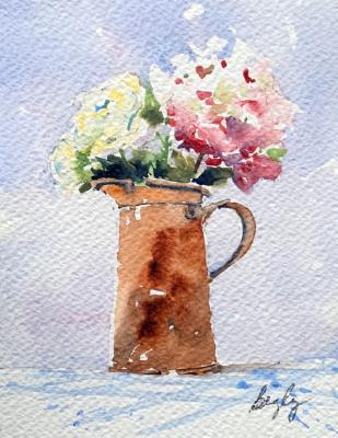 Copper Pitcher & Roses