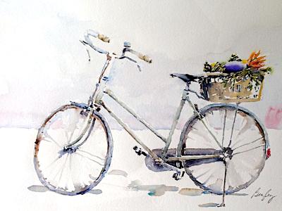 Market Bicycle with Eggplant